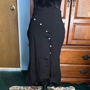 Elegant Black Skirt with Button Detail